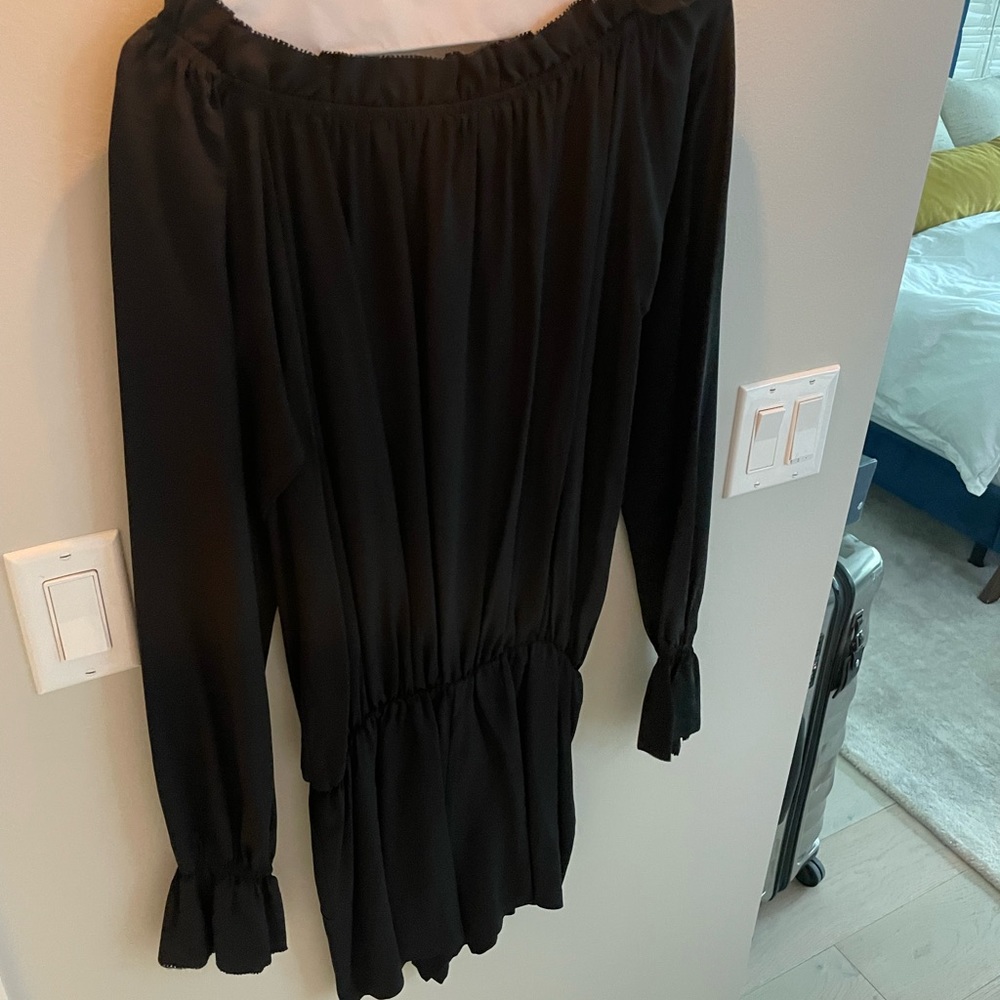 Long sleeve stretchy black romper